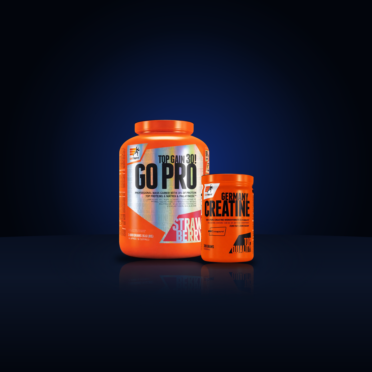 Form Duo — GO PRO 30 3 kg + Creapure creatine 300 g — original packaging reference photographs; choose available flavours on the product page.