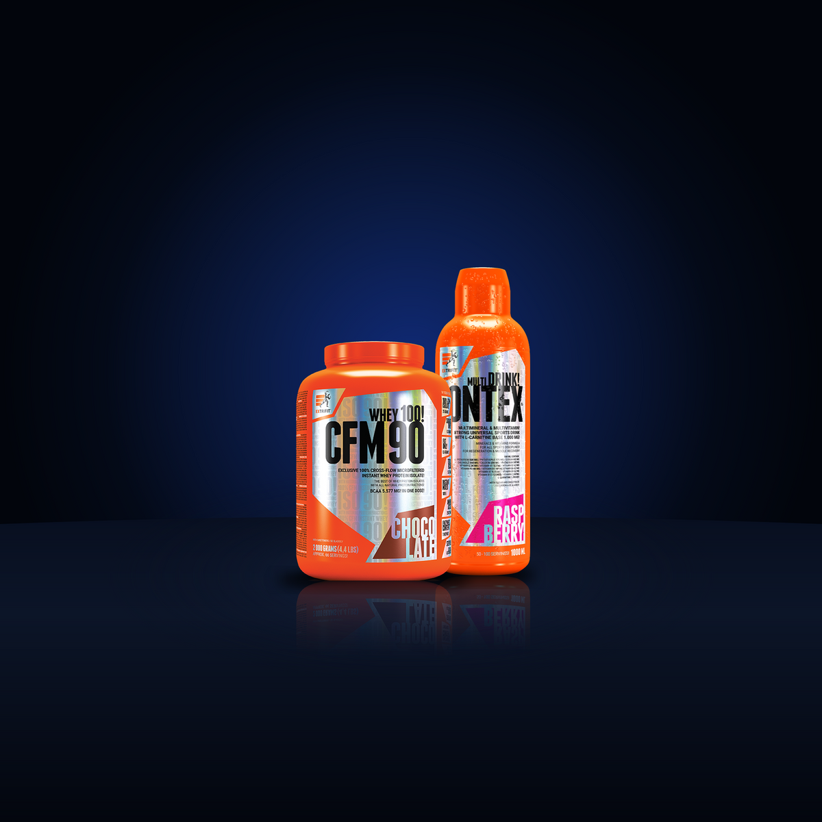 Move Duo — ISO 90 whey isolate 1 kg + IONTEX Liquid 1000 ml — original packaging reference photographs; choose available flavours on the product page.